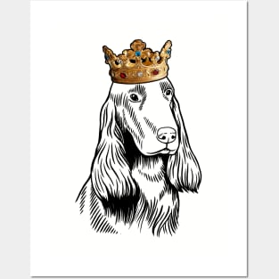 Field Spaniel Dog King Queen Wearing Crown Posters and Art